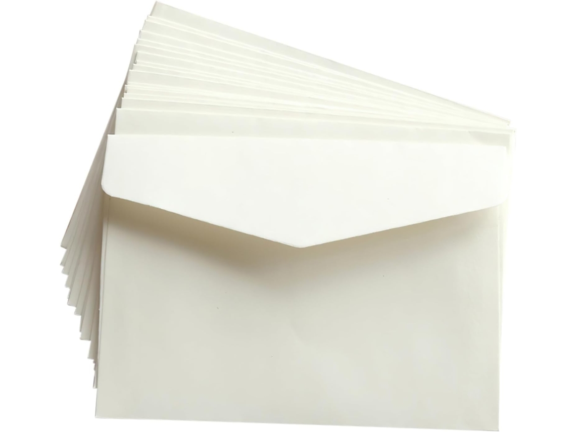 100 Envelopes De Papel Branco Em Branco Com Design Clássico Para