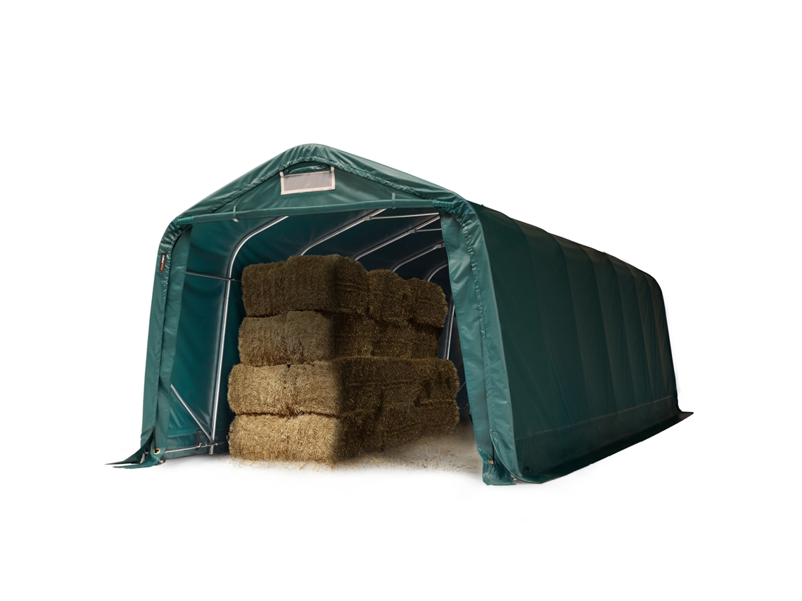 Tenda Robusta Para Forragem 3,3x8,4 M Impermeável Lona Pvc 800n Tenda De Armazenamento, Para Pisos De Betão, Verde Toolport
