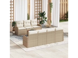 Vidaxl Conjunto De Sofá De Jardim 8 Unid. Bege Vime Pe