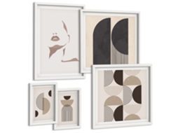 Conjunto De Pinturas Retratos Estilosos Geométricos Espelharte (5 Peças)