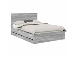 Estrutura de Cama com Gaveta MAISON EXCLUSIVE Cinza Sonoma 150 X 200 cm