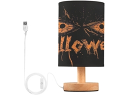 Luminária De Cabeceira Led Usb Pequena Skyshu Feliz Halloween Com Base Madeira Antiderrapante E Cúpula Que Não Ofusca Os