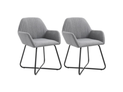 Vidaxl Cadeiras De Jantar 2 Pcs Tecido Cinzento-claro