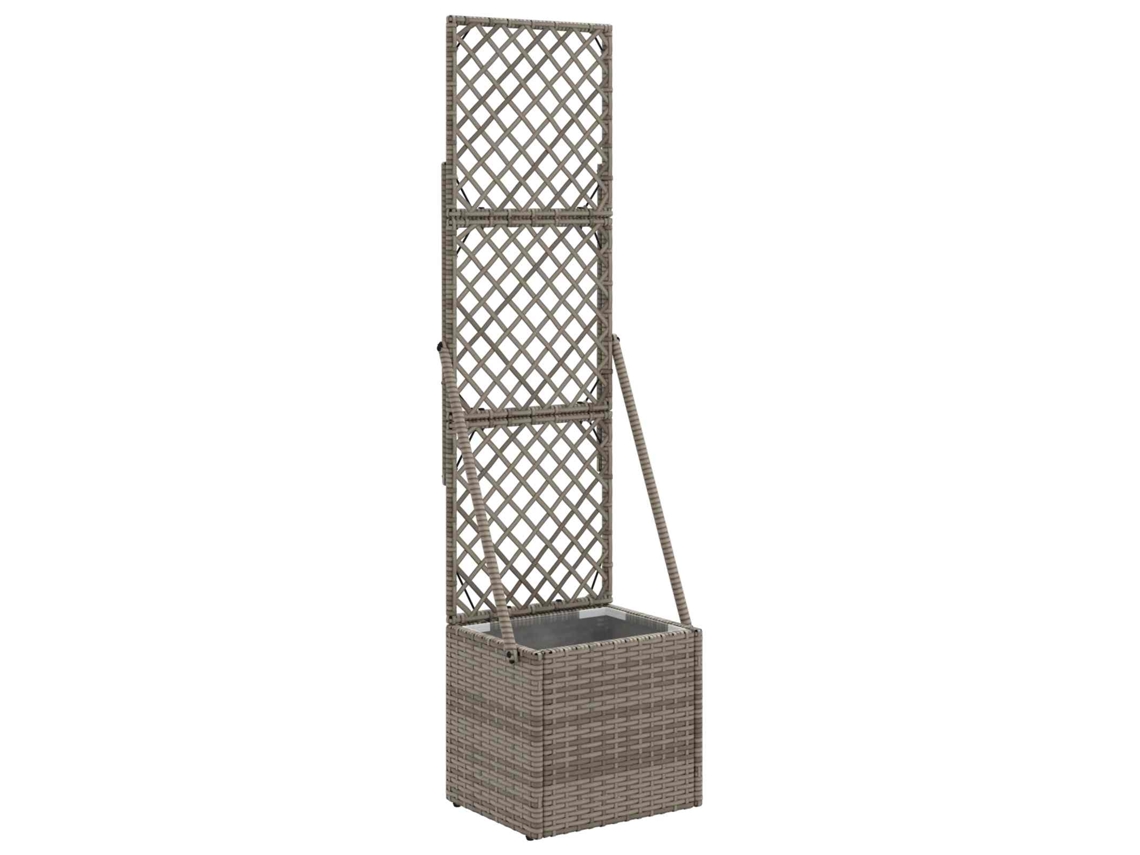 Vidaxl Jardineira Com Treliça Cinzento 35 X 30 X 135 Cm Vime Pe