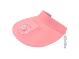 Chapéu Feminino Infantil Protetor Solar Verão Rosa Ventilador