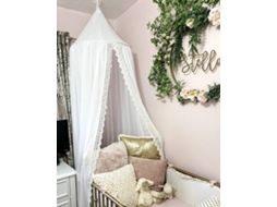 Lurelia Mosquiteiro Infantil Em Chiffon Branco Com Argola, Gancho, Renda, 240 X 60 X 400 Cm