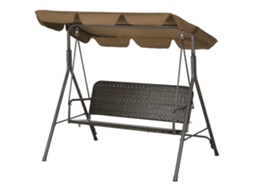 Balanço De Jardim De Três Lugares Com Cobertura Ajustável Em Rattan Pe E Aço. 167x112x153cm