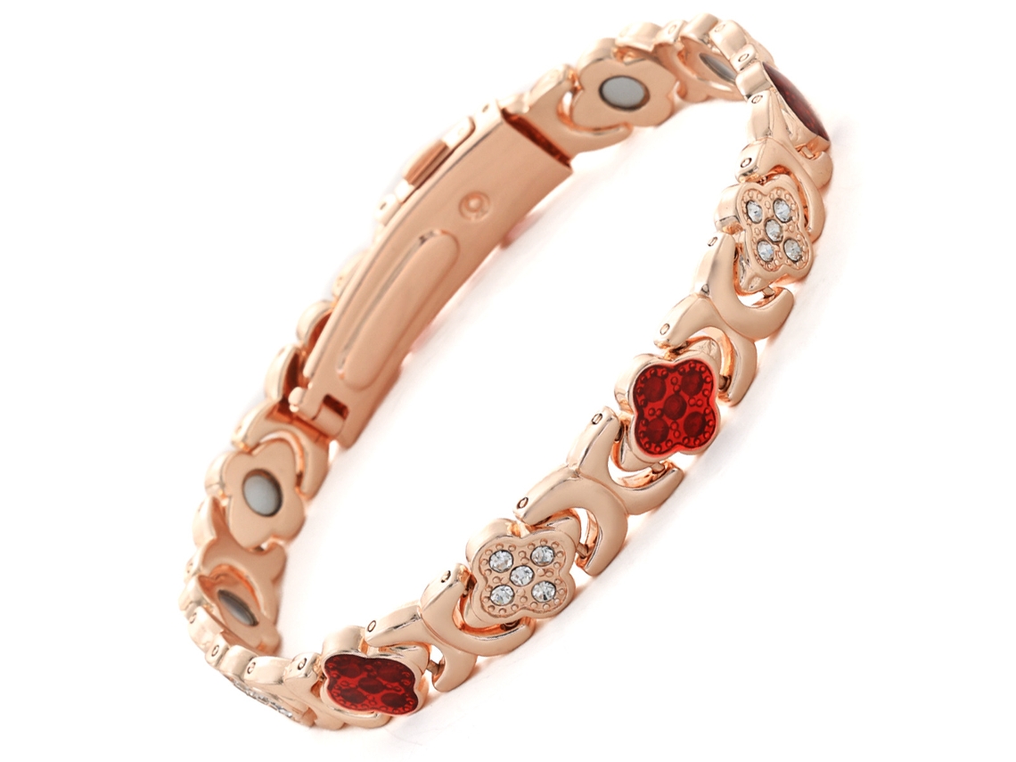 Pulseira De Cobre, Bracelete De Terapia Magnética Trevo Da Sorte (vermelho) Spqment