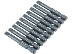 Conjunto De 10 Pontas Chave Fenda Com Encaixe Hexagonal 1 4e 50mm, Modelo S2, Com Base Magnética