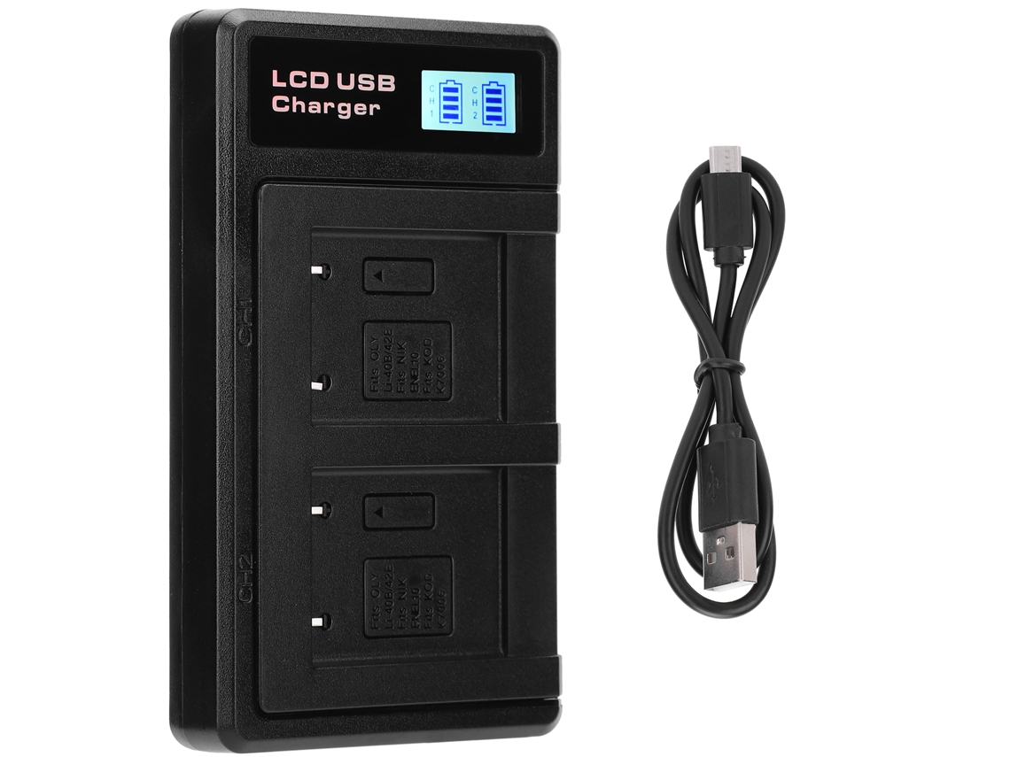 Portable Camera Battery Charger For Li‑40b Usb Camera Dual Charger With Lcd Display LAXISCREED