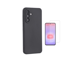 Kit Vidro Clearglass Capa Silicone Líquido Phonecare Para Samsung Galaxy A27 - Preto