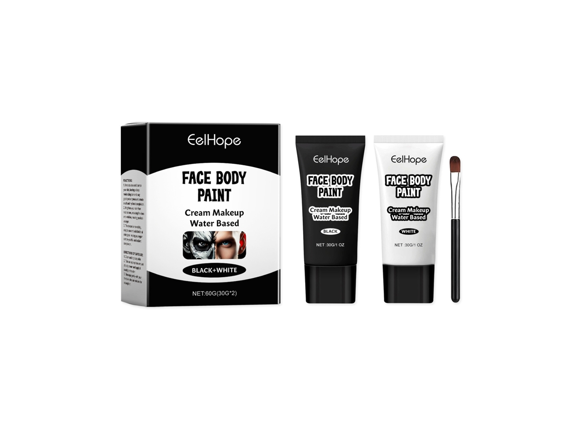 Base de Pintura Facial Halloween Creme Branco E Preto