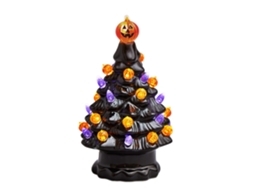 Árvore Halloween Cerâmica Iluminada Mesa Luz Abóbora S/MARCA