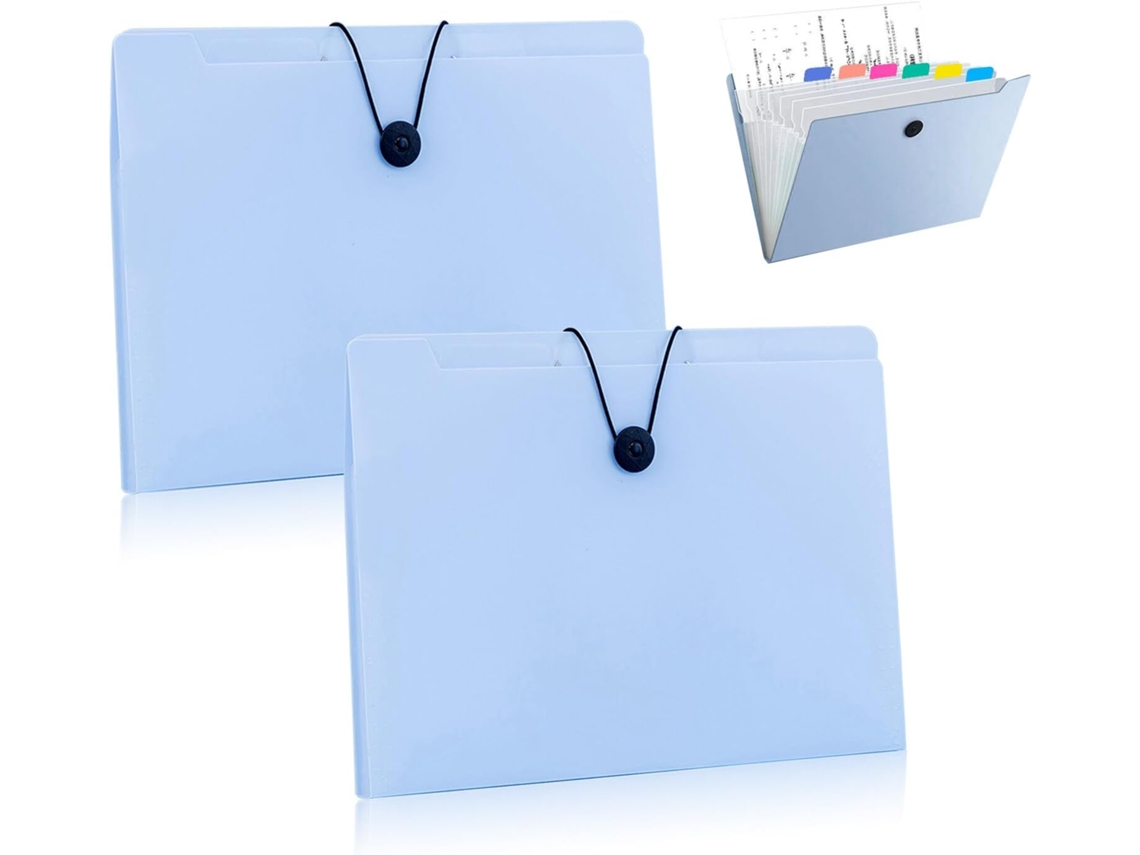 Organizador de Documentos A4 com 12 Compartimentos BRILVIBERA (azul/ 2 Unidades)