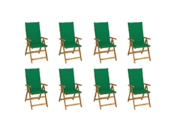 Vidaxl Cadeiras De Jardim Dobráveis C/ Almofadões 8 Pcs Acácia Maciça