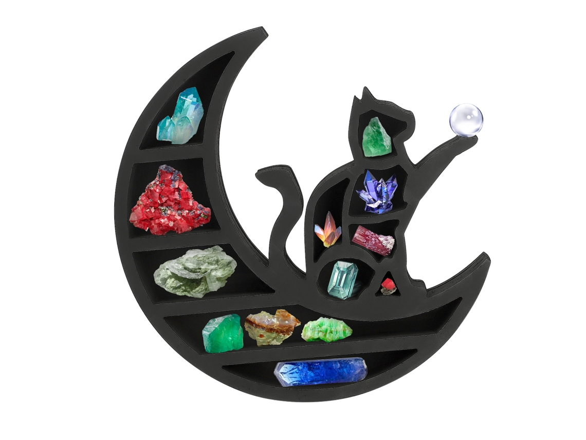 Laxiscreed Cat In The Moon Crystal De Madeira Para Decoração E Coleção