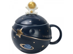 Caneca De Astronauta Com Planeta Espacial Em Relevo, Cerâmica Fofa, Inovadora Tampa E Colher Para Café, Chá Leite Aquaforge (azul Escuro)