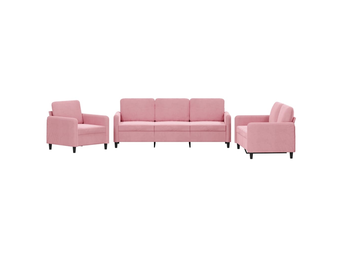 3 Pcs Conjunto de Sofás Veludo Rosa MAISON EXCLUSIVE