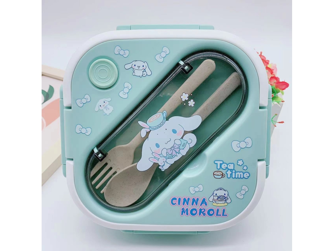 Lancheira De Micro-ondas Fofa Com Desenho Animado, Colher E Pauzinhos, Capacidade Para 2, 3 De Xícara, Estampa Cinnamoroll, Seguro