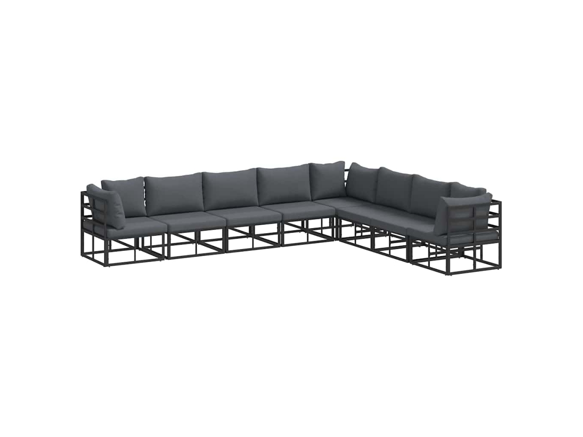 Conjunto 8 Móveis De Jardim Vidaxl Preto Alumínio (353 X 283 X 71 Cm)