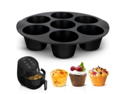 Forma Muffin Air Fryer - Forma Bolo - Capacidade 3,5-5 L - Para Muffins E Ovos - Silicone - Preto