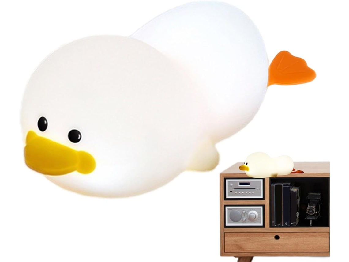 Luminária Noturna Infantil Patinho Fofo De Silicone Recarregável Com