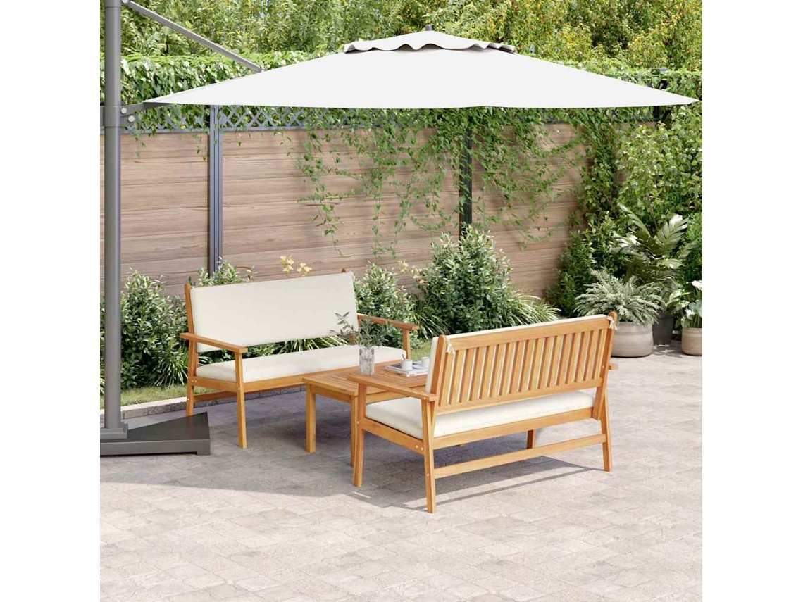 Vidaxl Conjunto De Sofá De Jardim 3 Unid. 4-número De Lugares Castanho