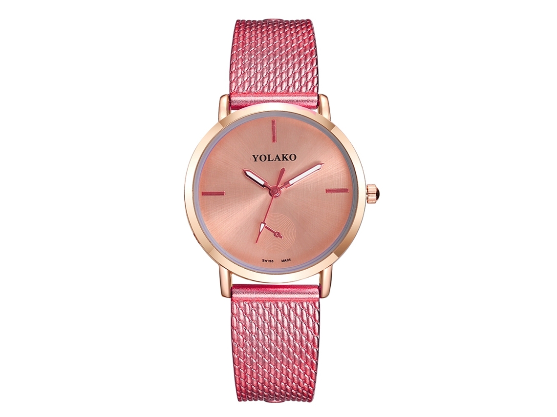 Relógio de Pulso Feminino Casual Simples de Quartzo com Pulseira de Plástico Rosa
