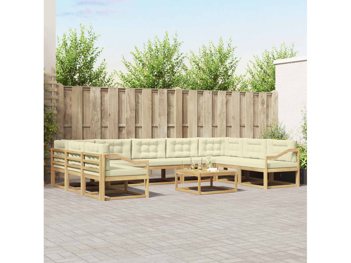 Vidaxl Conjunto De Sofás Para Exterior 10 Unid. Branco E Creme