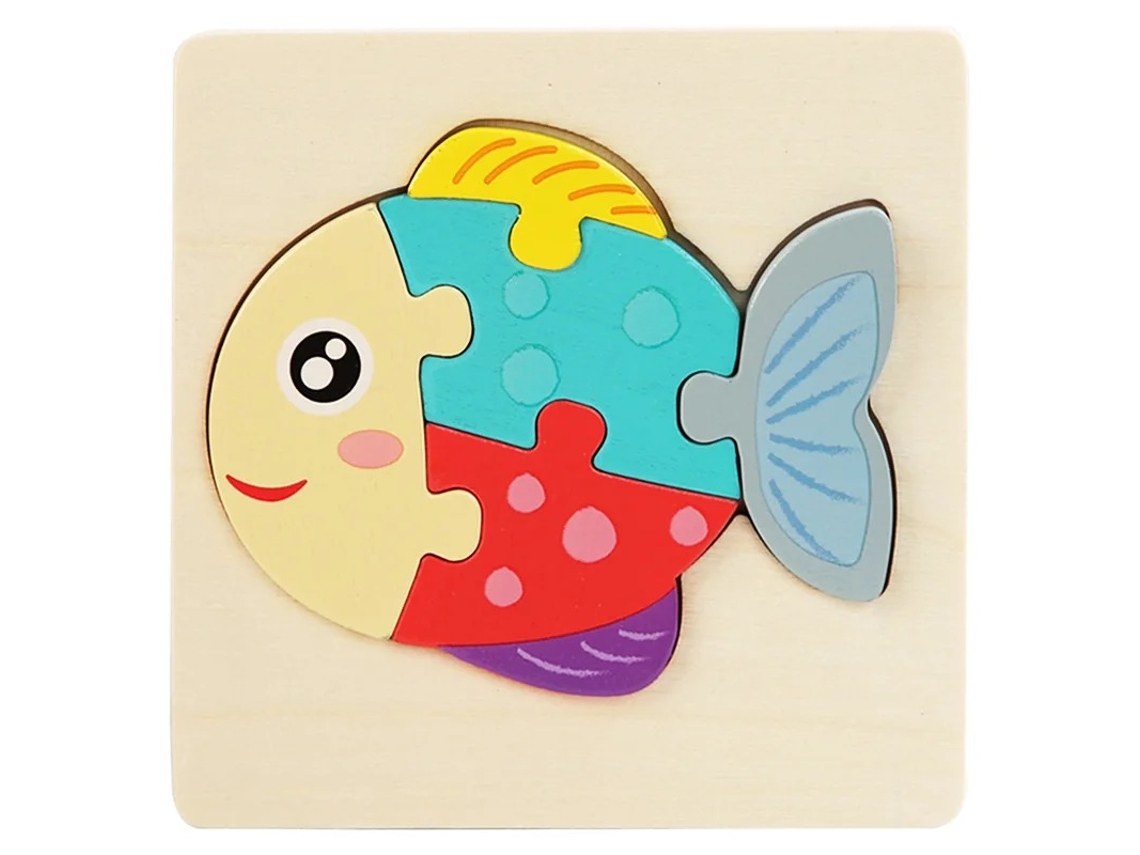 (peixe) Quebra-cabeça De Madeira, Brinquedo Educativo, Quebra-cabeça Tangram
