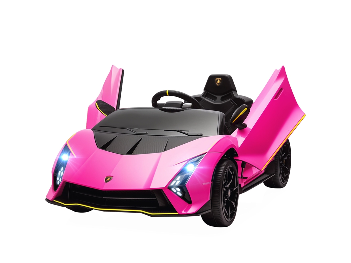Carro Elétrico para Crianças Lamborghini 12v Controlo Remoto Faróis Buzina Arranque Lento e Música Mp3 114,5x64x45,5 Cm Rosa Ge