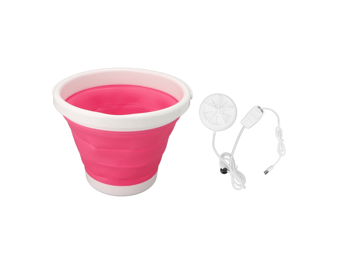 Máquina De Lavar Ultrassônica Portátil De 5l Com Balde Dobrável Usb Para Roupas Íntimas De Bebê E Meias Rosa Slowmoose
