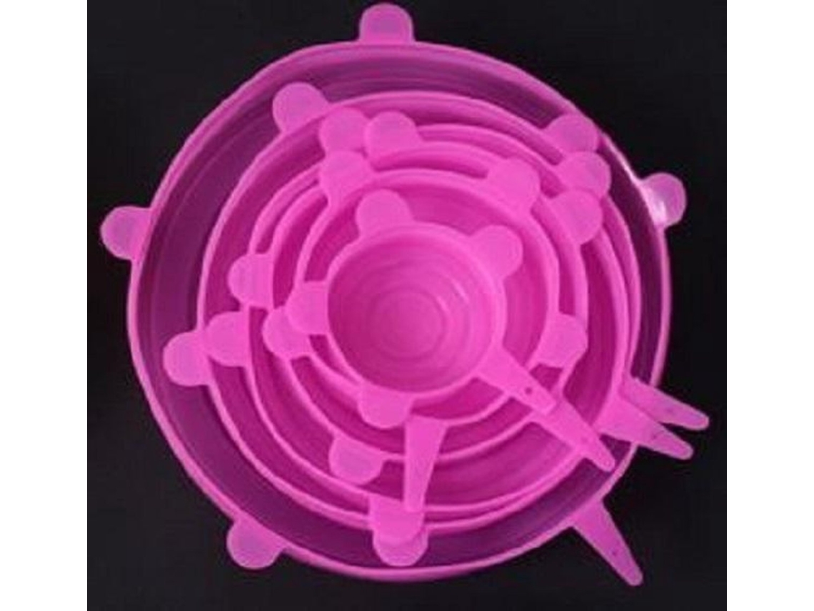Tampas De Silicone Flexíveis, Pacote Com 6, Reutilizáveis Para Vedação A Vácuo, Duráveis, Universais, Cor Rosa