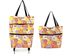 2 em 1 Carrinho Home Tote Saco de Compras Impermeável Capacidade Dobrável 15kg GOKOCO (laranja)