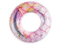 Boia Inflável Infantil Para Piscina, Boia De Piscina Retrô Listrada Em Pvc, Sereia Rosa Com Lantejoulas.