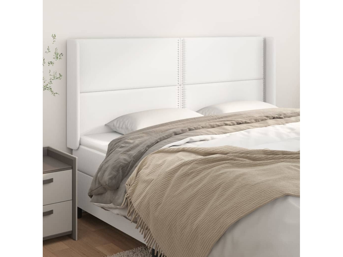 Cabecero con Alas de Piel Sintética 203x16x118/128cm Blanco