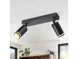 Led 2 Chama Para Montagem No Teto Preto Projetor Giratório Gu10 Para Montagem No Teto Candeeiro De Parede Em Madeira Sem Lâmpada Nettlife