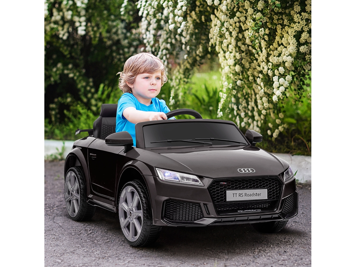 Carro Infantil Elétrico Audi Tt Preto Para Crianças De 3 A 5 Anos Com Controle Remoto, Portas Que Abrem E Faróis De Led