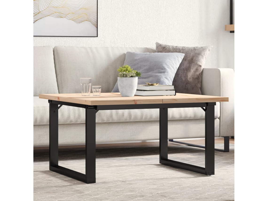 Mesa De Centro | Mesa De Apoio Mesa De Café Estrutura Em O 90x90x45,5 Cm Pinho/ferro Fundido Wsd633292 Lovely Home