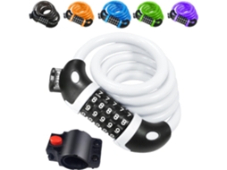 Cadeado Para Bicicleta , Cadeado De Cabo Com Código De 5 Dígitos Para Bicicleta E Scooter. Aquaforge (branco)
