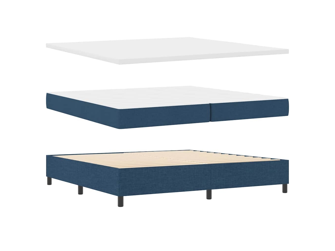 Cama Box Spring Led com Colchão Azul 200x200 cm Tecido MAISON EXCLUSIVE
