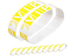 Pulseiras de papel Eringogo (100 unidades) para eventos, pulseiras VIP para eventos, papel sintético amarelo.