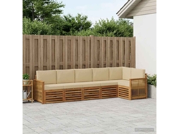 Vidaxl Conjunto De Sofá Sectional Com Almofada 5 Pcs Natural