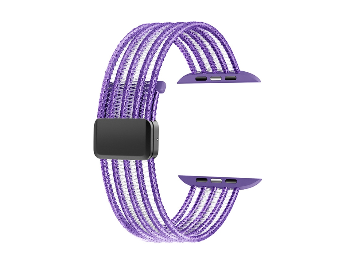 Pulseira Elástica Entrançada Para Apple Watch Séries 11/ 10/9/8/ 7/ 6/ 5/4 / Se (38 Mm, 40 Mm E 41 Mm), Com Fecho Magnético Roxo Panoona