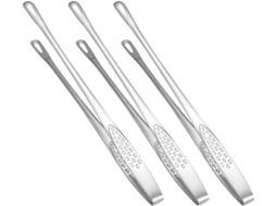 Conjunto De 3 Pinças Para Churrasco Em Aço Inoxidável Prateado Com Cabo Confortável E Antiderrapante, Ideais Para