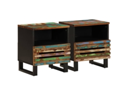 Vidaxl Mesas De Cabeceira 2 Pcs 40x34x46 Cm Madeira Recuperada Maciça
