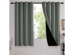 Cortina Blackout Térmica, Para Janela E Quarto, Ilhós, Privacidade, Lavável, Conjunto 2 Peças, 52 X 63 Polegadas, Cinza