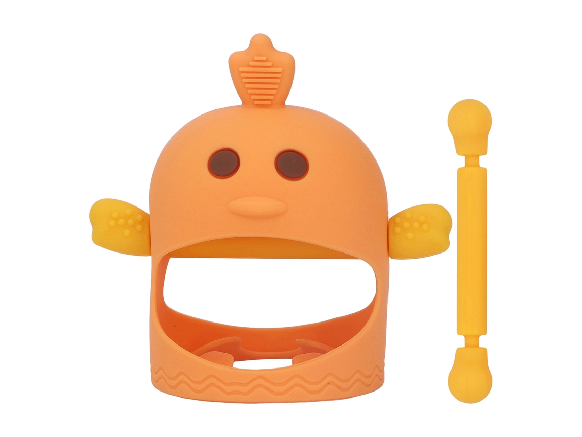 Chupete De Silicona Para Bebê Com Forma De Frango Querido, Mordedor Com 2 Caule Para Dia E Noite, Laranja