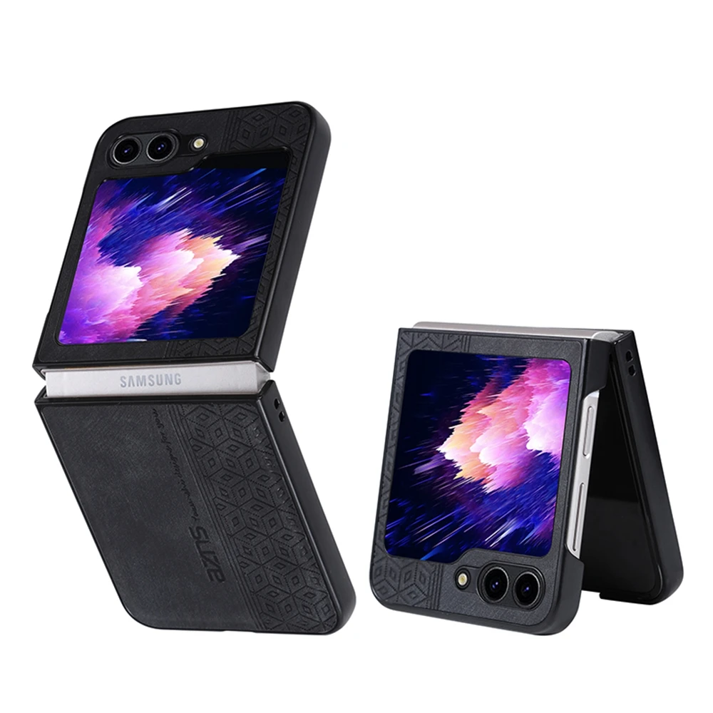 (preto, Galaxy Z Flip4) Capa De Celular Luxuosa Com Textura De Couro Retrô, Fosca E Resistente À Poeira.