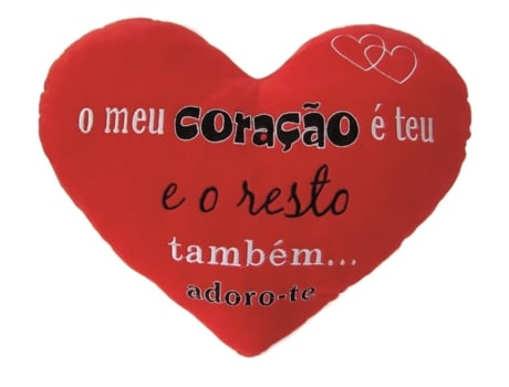 Almofada Coraçao O Meu Coraçao e Teu e O Resto Tambem 60 Cm X 50 Cm